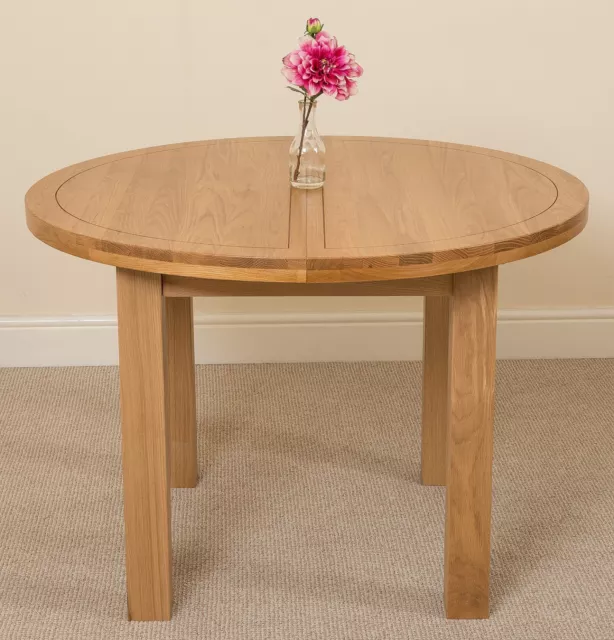 Edmonton 110 - 140 cm Oak Extendable Round Dining Table | Round Kitchen Table 2