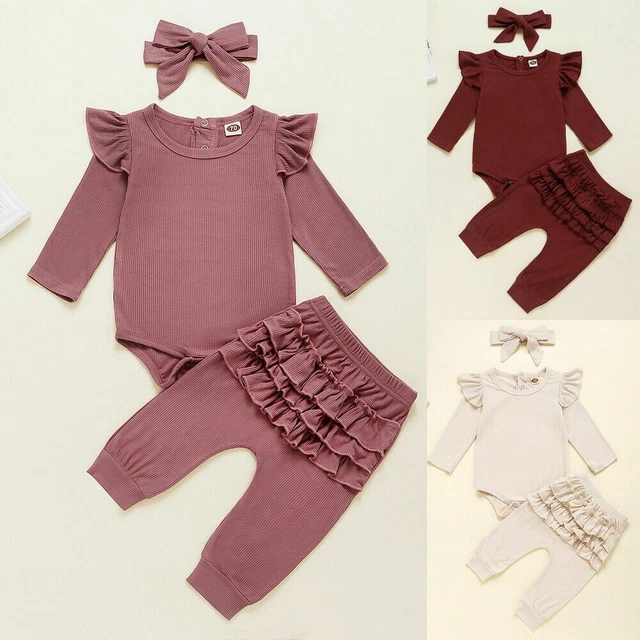 Abiti con fascia 3 pezzi set romper neonato bambina vestiti body 2