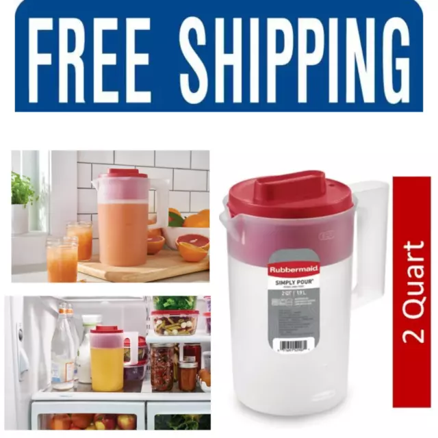 Rubbermaid, 1 Gallon, 1 Pack, Red, Plastic Simply Pour Pitcher with  Multifunction Lid 