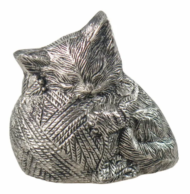 Silver Coloured Sleeping Cat Urn for Pet Ashes Cremation Memorial