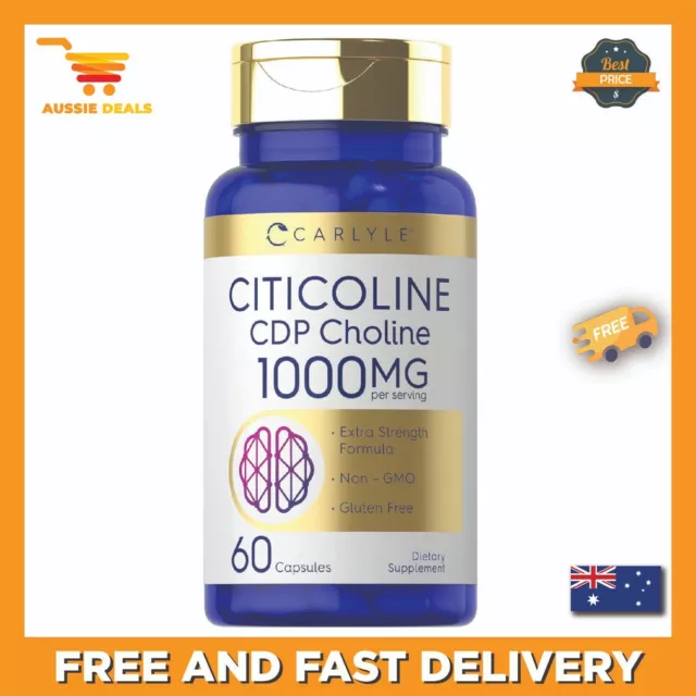 Citicoline CDP Choline 1000mg | 60 Capsules-Highest Potency Per Capsule