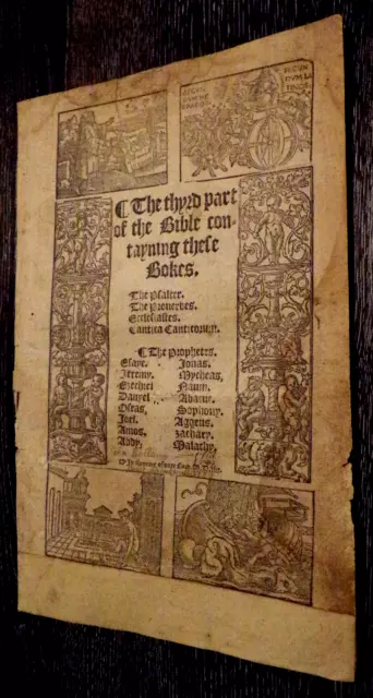 RARE-1549-Matthews-Tyndale Bible-Part 3 Dated Title Page-Psalms Title-Woodcuts