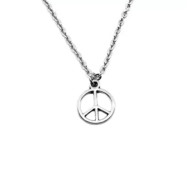 Collana con simbolo della PACE Argento catena in Acciaio inox Uomo Donna Ucraina