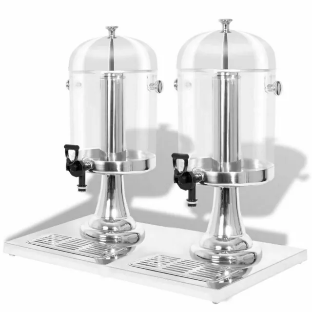 Double Juice Beverage Dispenser Stainless Steel with Drip Trays BBQ Hotels Party