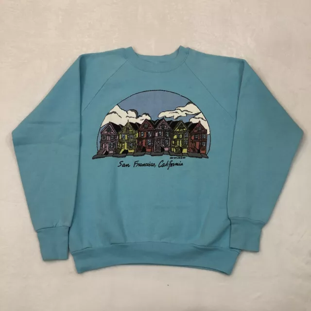 Vintage 90s San Francisco California Sky Blue Crewneck Sweatshirt Womens L Men M