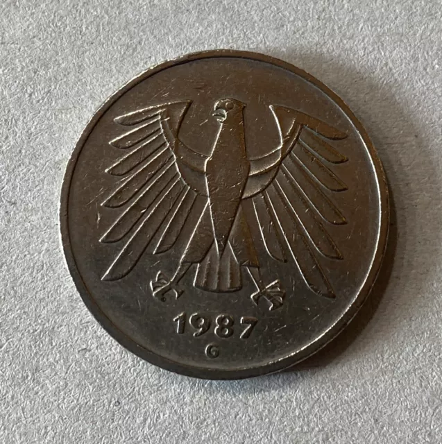 ***5 DM Deutsche Mark***  1987 G **mit Randschrift**