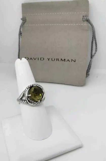 DAVID YURMAN STERLING Silver Infinity 11mm W Smoky Quartz Ring Size 7.5 ...