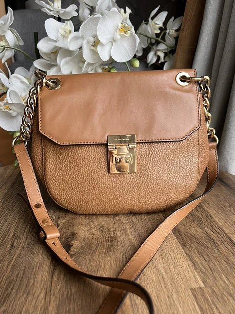 Michael Kors MK Tan Leather Cecelia Shoulder Crossbody Bag