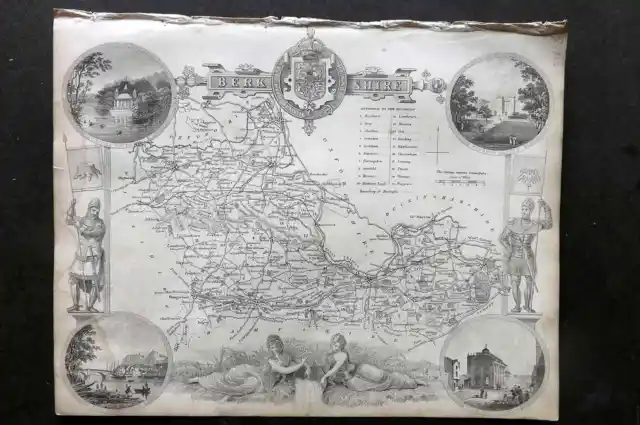 Thomas Moule C1835 Antique Map. Berkshire