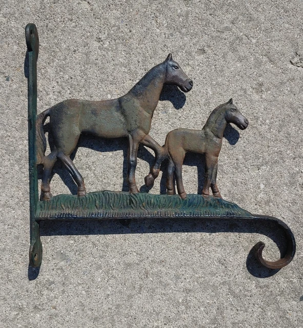 Vintage Cast Iron Horse Bracket Wall Mount Hook Plant Sign Hanger