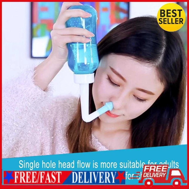 300 ml Neti Pot Limpiador Nariz Profesional Alergias Boquillas Dos Tamaños para Cuidado Nasal
