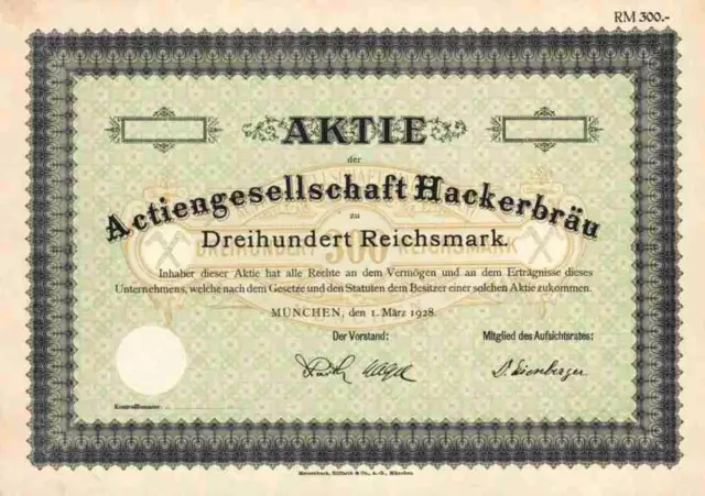 AG Hackerbräu München 1928 Pschorr Paulaner Tutzing Schörghuber Brau Holding 300