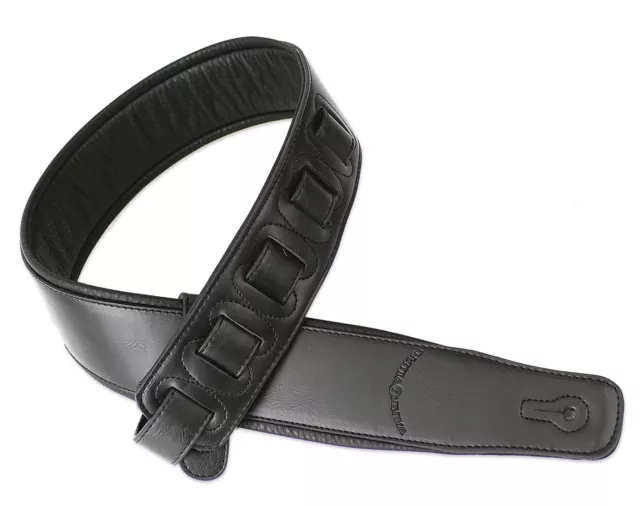 Walker & Williams G-907 Black Padded Guitar Strap with Soft Glove Leather Back 2