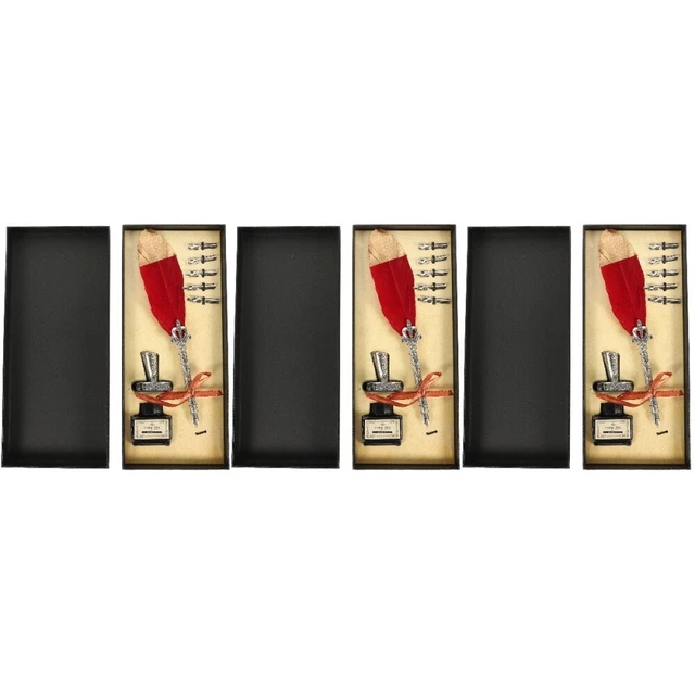 3 juegos bolígrafo pluma doméstica diseño vintage pluma lápiz de fuente portátil m