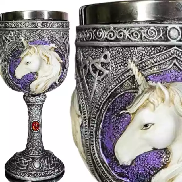 New Magical Enchanted Waterfall Kingdom Unicorn Wine Drink Goblet Stainless