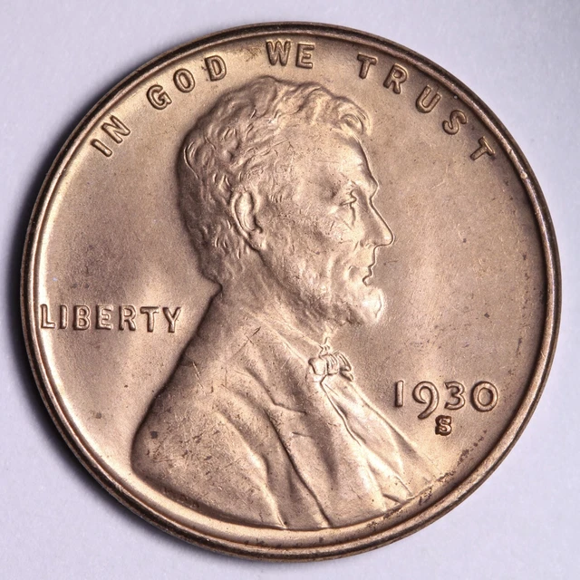 1930-S Lincoln Wheat Cent Penny GEM BU RED UNCIRCULATED MS PQ! E765 SRCM