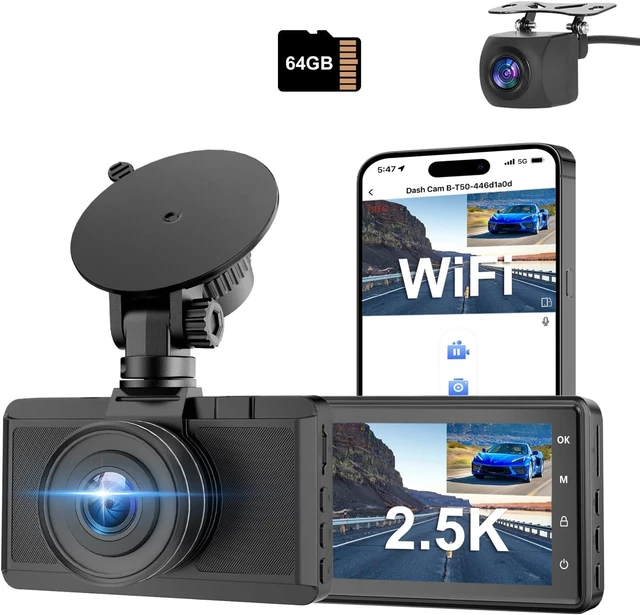DASH CAM FRONT and Rear Camera, CHORTAU 3Inch Screen Wifi Dash Cam, 2 ...