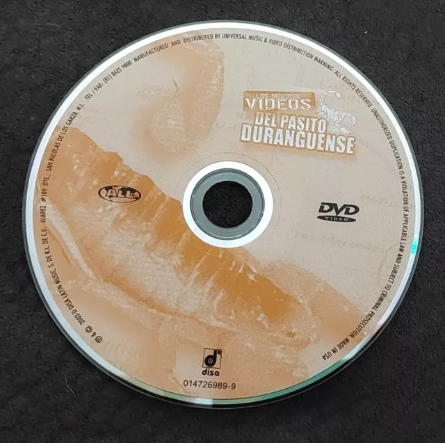 Los Mejores Videos del Pasito Duranguense DVD Disc Only No Art, Case or Tracking