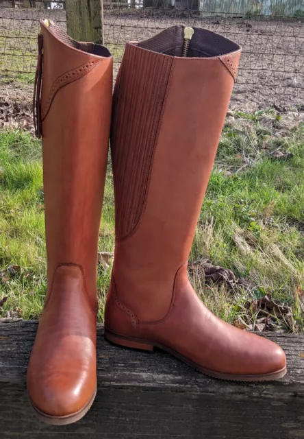 Rydale Ladies Tan Leather Riding Boots Rievaulx Size 9W – New