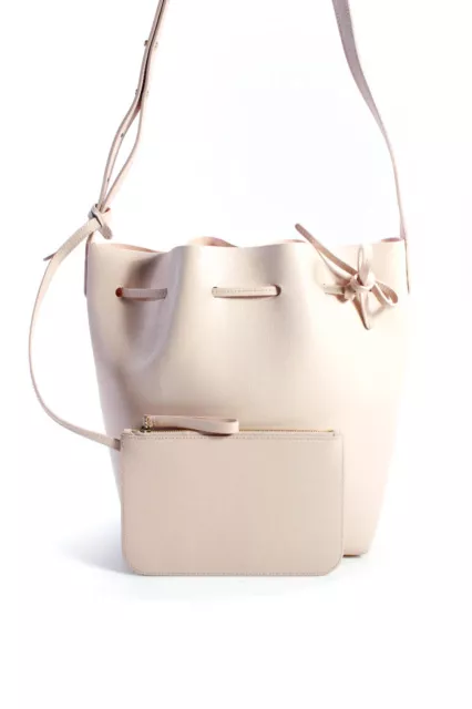 Mansur Gavriel Saffiano Leather Adjustable Strap Bucket Handbag Light Pink