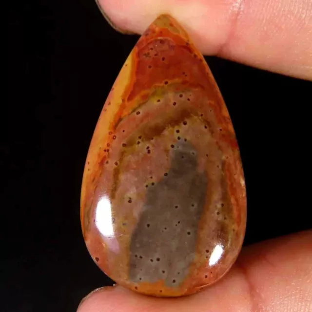 28.05Cts .Natural super quality Polygram Jasper Pear Cabochon 21x38x5mm Gemstone