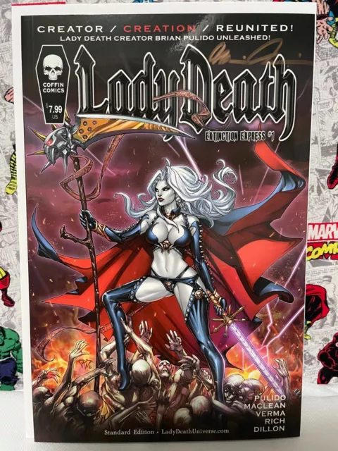 Lady Death Extinction Express #1 - Coffin Comics Signed by Brian Pulido w/COA NM