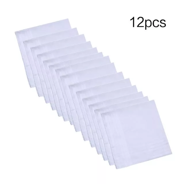 12Pcs Cotton Handkerchiefs Pure Hankies Jacquard Striped Pocket Square Towel DIY