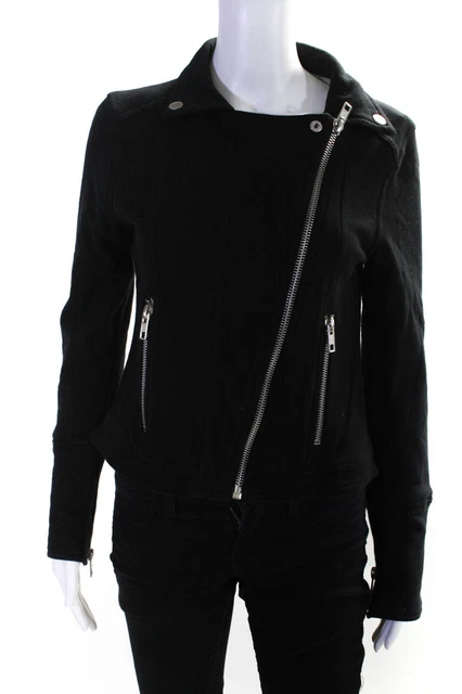Chaser Womens Asymmetric Zipper Front With Pockets Jacket Coat Black Size S