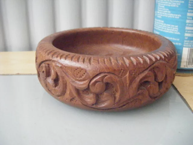 carved ,decorated wooden bowl/dish.