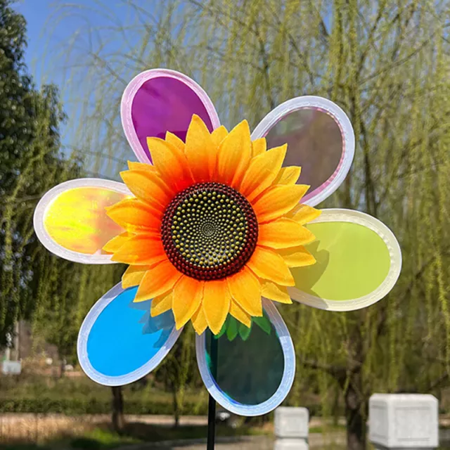 1PC Fruit Garden Reflective Six Color Dazzling Sunflower Windmill Kids Toys Ni