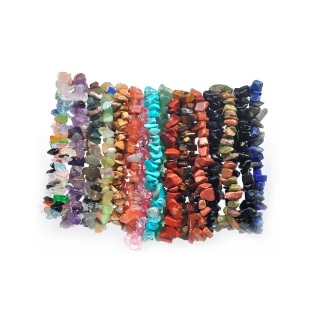 Crystal Gemstone Bracelet Bead Chakra Natural Healing Stone Stretch Reiki Gift