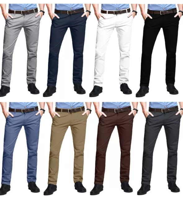 Mens Chino Trousers Slim Fit Stretch Casual Jeans westAce Cotton Designer Pants