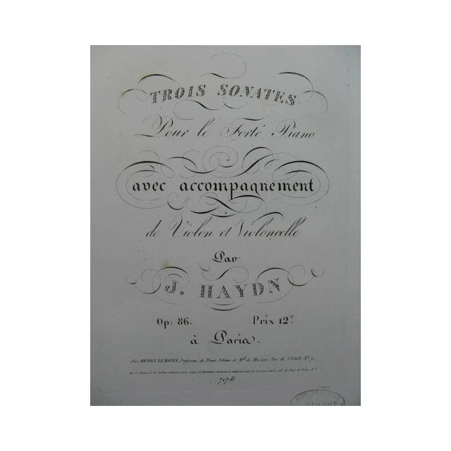 HAYDN Joseph Trois Sonates Piano Violon Violoncelle ca1825