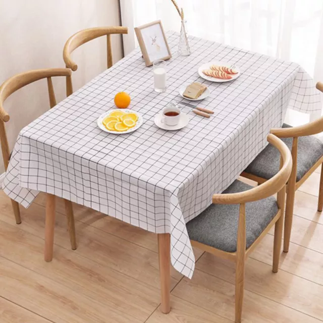 Rectangula Grid Printed Tablecloth Waterproof Oilproof Kitchen Dining Table M Sp