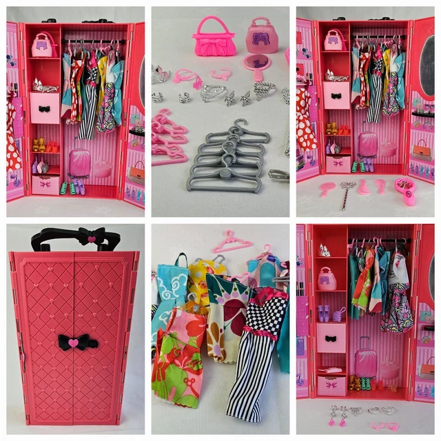 DOLLS WARDROBE WITH Hangers And Accessories Clothing Shoes etc