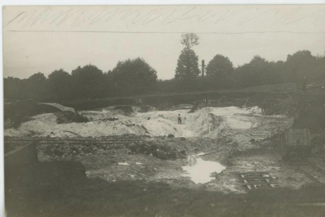 France, Nièvre, Exploitation de sable  Vintage silver print. Postcard paper.