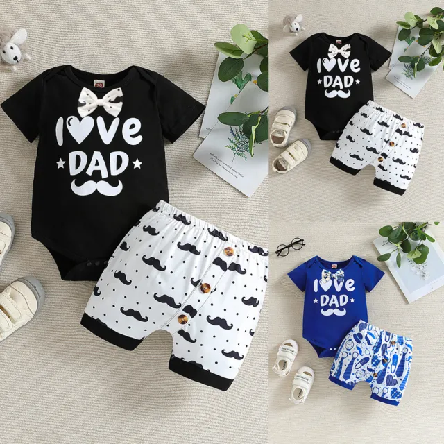 Newborn Baby Boys Print Romper Tops Shorts Pants Outfits Set Kids Party Clothes