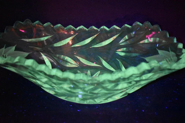 Powelton Cut Glass Poinsettia Small Oval Bowl American Brilliant Period 7