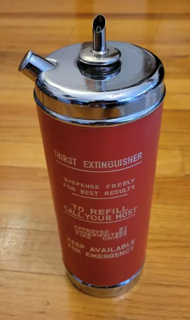 Vintage 1960s Red Musical Extinguisher Decanter THIRST EXTINGUISHER *Missing Top