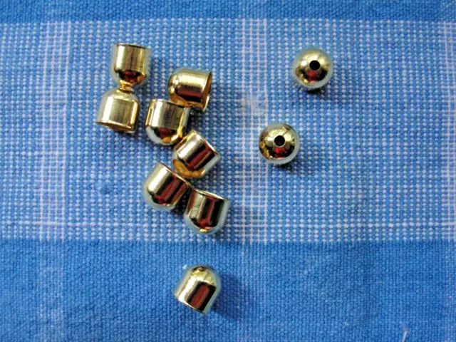 10 Peices Gold Plated Brass Bullet  Bead Tip Cord End Caps - New - 8x10mm