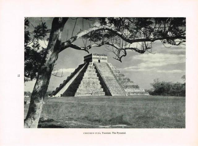 Chichen Itza Yucatan Mexico The Pyramid Old Print Picture Vintage 1954 PP#72