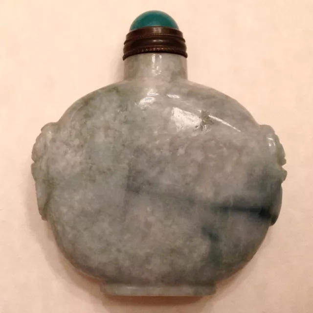 ~ Antique Carved Green Jade / Fine Jadeite Chinese Snuff Bottle