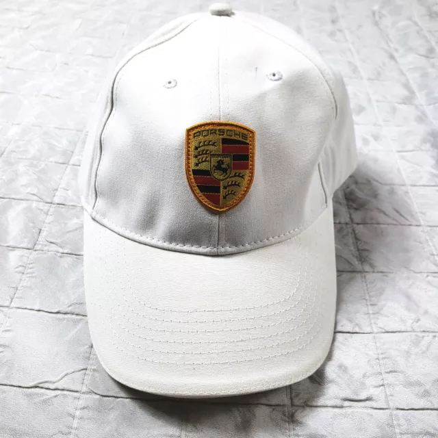 Porsche Design Crest Logo 100% Cotton Adjustable Baseball Cap Hat White