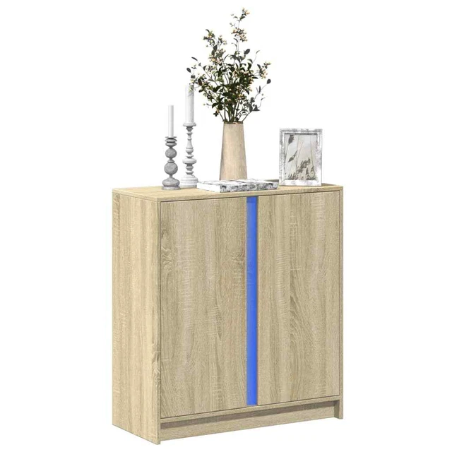 Credenza con illuminazione a LED in legno composito rovere marrone, 72x34x61 cm - COMFORTXL | Leroy Merlin