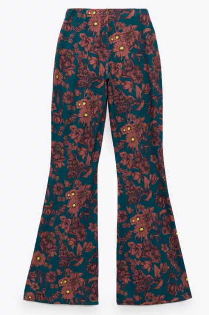 ZARA PRINTED FLARED Trousers Pants Size Medium Ref 3116 192 £56.75