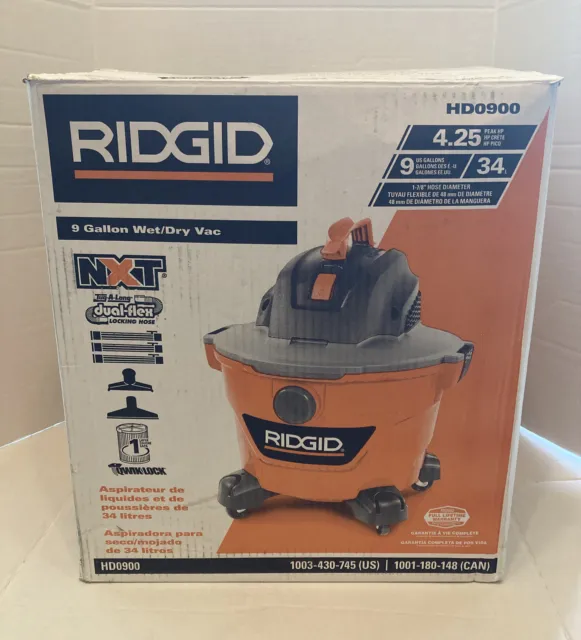 RIDGID HD09001 9 Gallon Wet/Dry Shop Vacuum - Orange