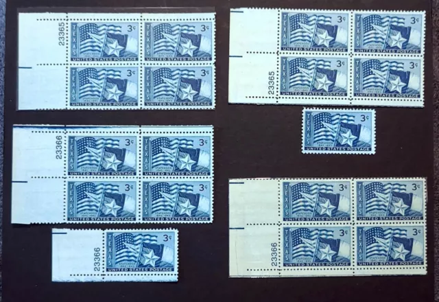 1945 Choice of Plate Blocks 938! Mint MNH US Stamps! Texas Statehood, Lone Star!