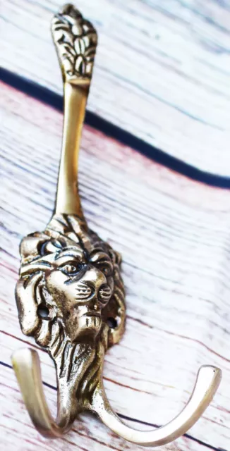 Lion Head Solid Brass Home Bathroom Hat Coat Towel Wall Hanger Hook Unique 6762