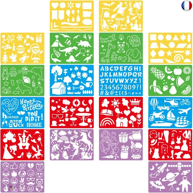 20 Pochoirs Réutilisables Thème Plage & Océan - Pour Peinture, Scrapbooking, Décoration - 15x15 Cm Déco Murale Pochoirs
