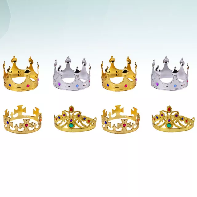 8 Pcs Cappello Di Compleanno Per Bambini Diademi Principessa Corona Re Trucco